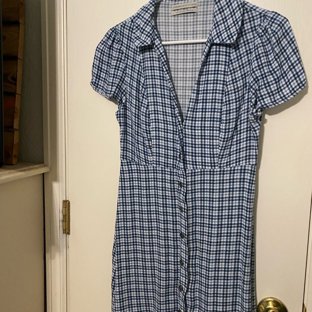 Urban Outfitters Blue Check Midi Dress